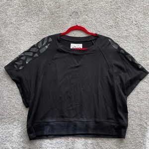 AIKO short sleeve sweatshirt top with faux leather details